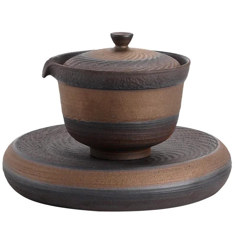 Japanese Gilding Hanbo Pot Porcelain Kung Fu Tea Set Teapot Single Tureen Household Retro Stoneware Tea Making Device Gaiwan