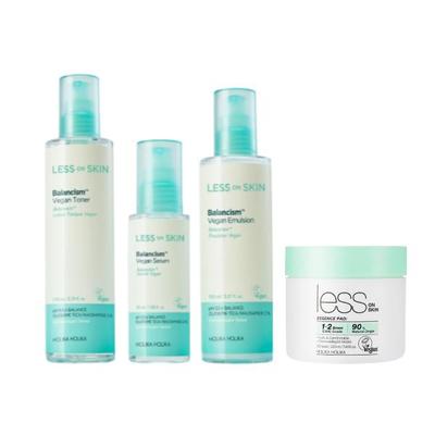 Серія веганського догляду за шкірою Less On Skin Balancism (Тонер 170мл / Сироватка 50мл / Емульсія 150мл / Есенційні диски 120 шт.) (15 Варіанти)