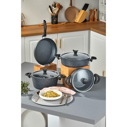 Taç Master Cook 4-Piece 7-Piece Granite Cookware Set Space Gray