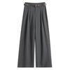 2026 Spring/Summer Women's High-Waisted Wide-Leg White Pants - Casual, Slimming, Lazy Style