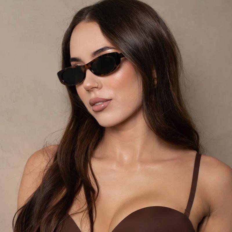 Protective Glasses 2pcs Fashion Cat Eye Narrow Frame Sunglasses Women Multi Color Gradient Lens Small Eyewear Female UV400