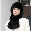2024 New Winter Hat Women's Rabbit Hair Warm Ear Protection Pineapple Hat Dome Fashion Versatile Mom Hat Set