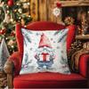4 stuks Kerstkussenhoes Feestelijke Kabouter met Cadeaubox & Sneeuwvlokken Design, 18x18 Inch Polyester Decoratieve Kussenhoes