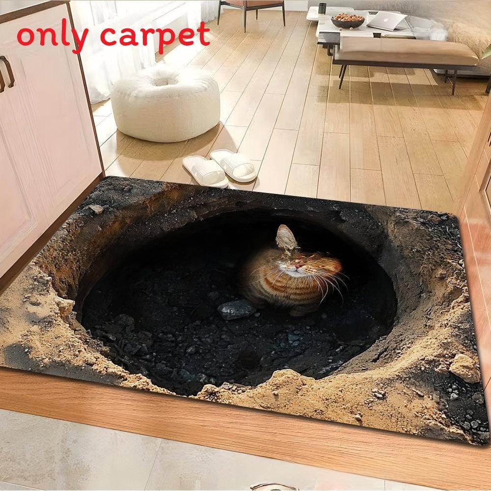 3d Waterfall Optical Illusion Floor Mat With Polyester Material For Home Entrance Use