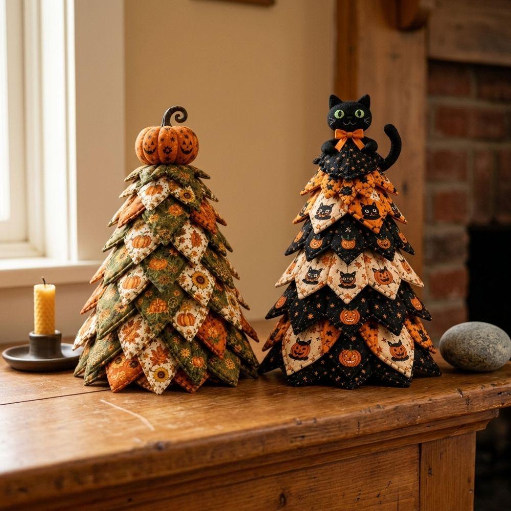 Pumpkin Ghost Halloween Quilted Fabric Tree Kit Hand Sewing Festival Tree Halloween Party