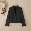 ZANZEA Lässige Damen-Cardigan-Bluse mit Umlegekragen und langen Ärmeln