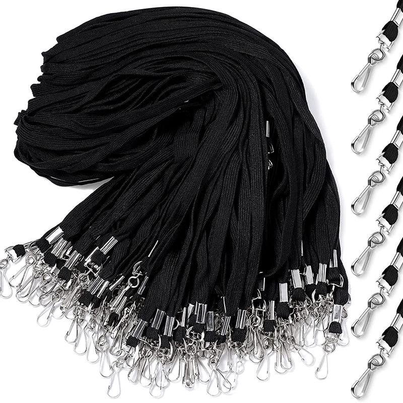 100 Pcs/lot Nylon Safety Lanyards Neck Rope For Card Holder Badge Keychain ID Card  of Black Blue Red Green Landyard