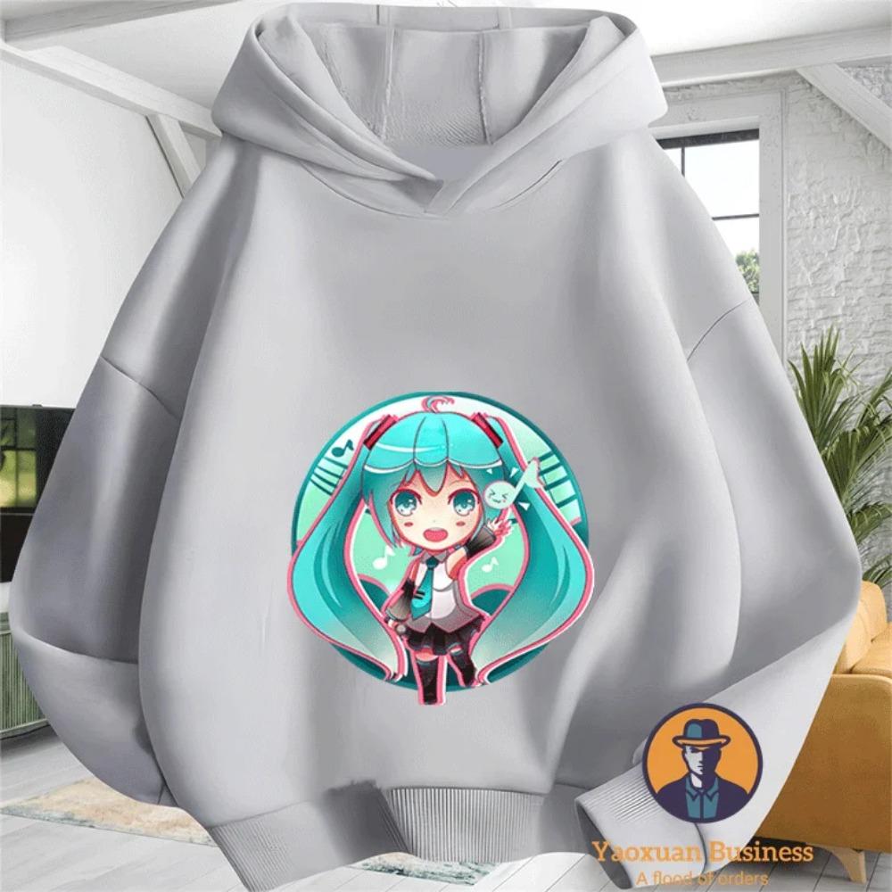 

Елегантні Худі Miku для Хлопчиків та Дівчаток з Милими Мультяшними Принтами, Теплі та Вітрозахисні, Елегантні Восени та Взимку 120