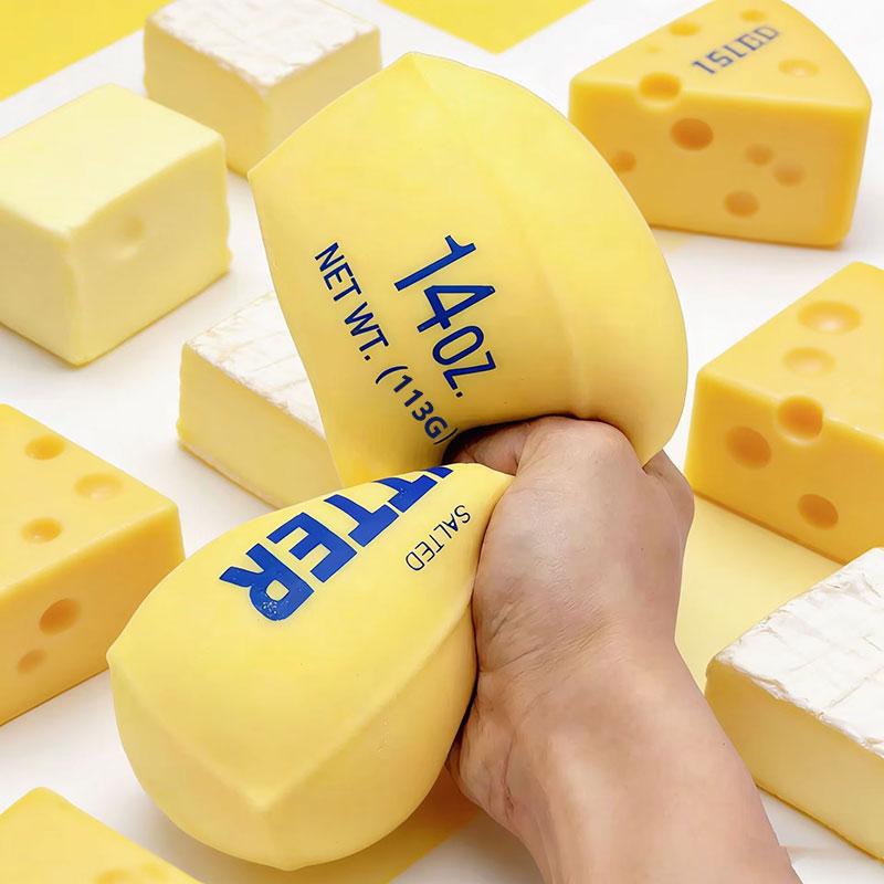 Juguetes Blandos Fidget con Forma de Barra de Mantequilla Palo de Queso Elástico Juguete Divertido para Apretar Broma Juego para Aliviar el Estrés y la Ansiedad