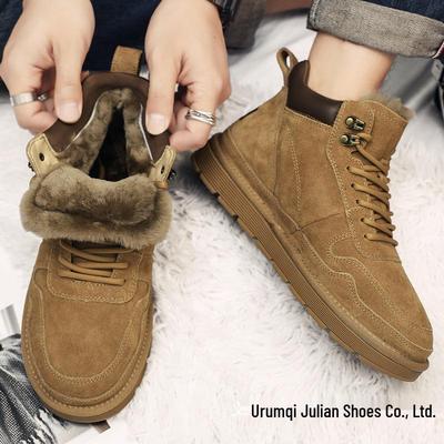 Herren Echtleder Wolle Schneestiefel - Kältebeständig, Rutschfest, Fleecegefüttert, Warm, Hochschaft Winterschuhe