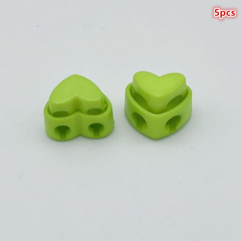 5Pcs Colorful Garment Stoppers Heart-Shaped Plastic Cord Locks Double Hole Spring Toggle Anti-Slip Stoppers Garment Accessories