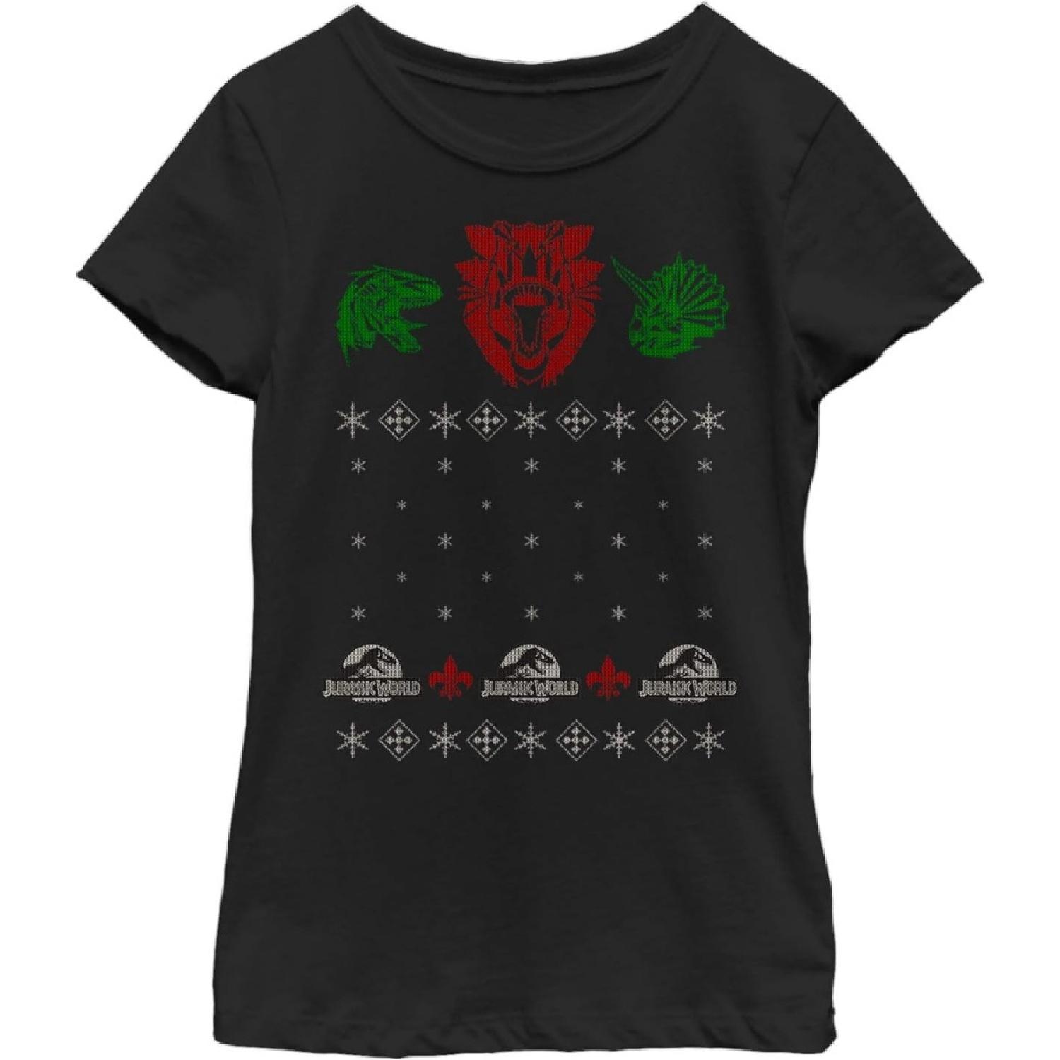 Jurassic World Women s Little, Big Girls Jurassic Xmas T-Shirt, Black, Small XXXXXL разноцветный