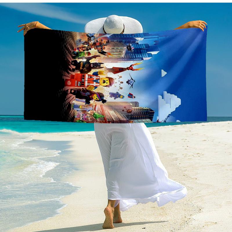 Ultra-Soft Beach Towel with Lego Theme,Ideal for Pool - Camping, Diving - Perfect Travel Essential, Vibrant Beach Towel.