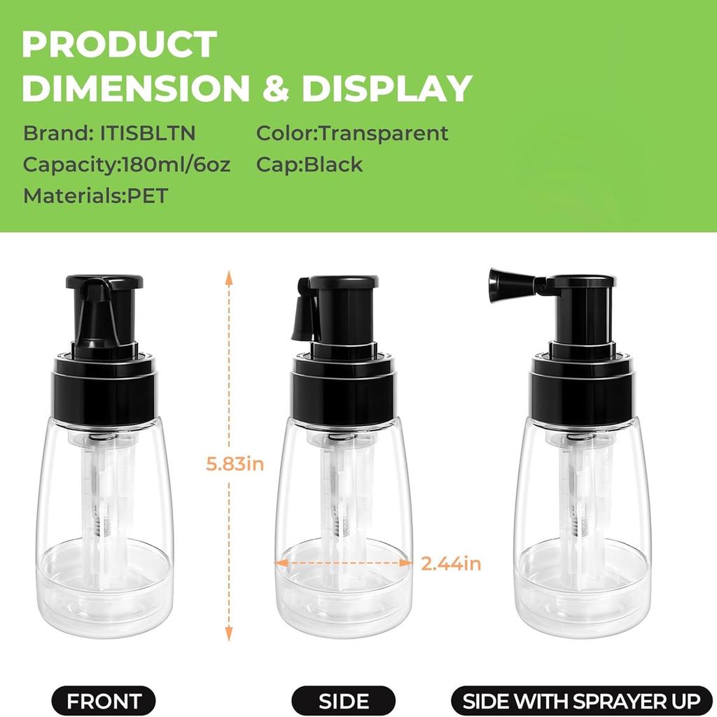 Diatomaceous Earth Duster 6oz Garden Power Dispersal for Indoor Outdoor Adjustable Sprayer Angled Transparent Body