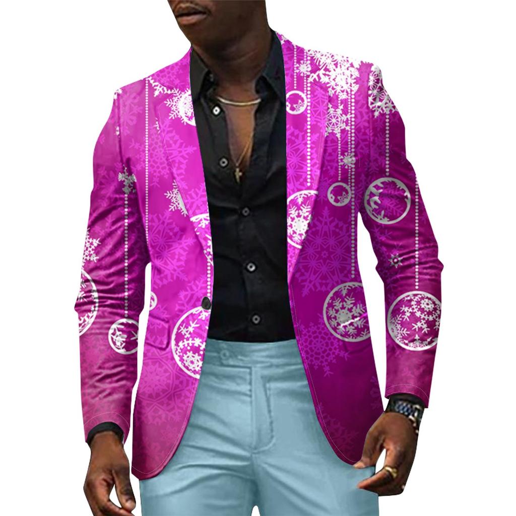 Unisex Winter Christmas Prints Suit Jackets Unisex Casual Fashion Button Jackets