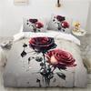3D Blomstret Sengetøy sett Dynetrekk sett Blomster Sengetøy rød rose Design Tilpasset King Queen Full Size 260x240