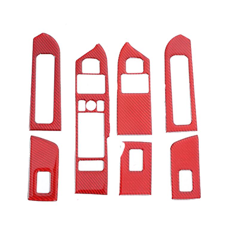 

For Land Rover Defender 110 -2024 Soft Carbon Fiber Car Glass Lift Panel Frame Cover Trim Stickers Interior Car Accessories Carbon Fiber(Red)