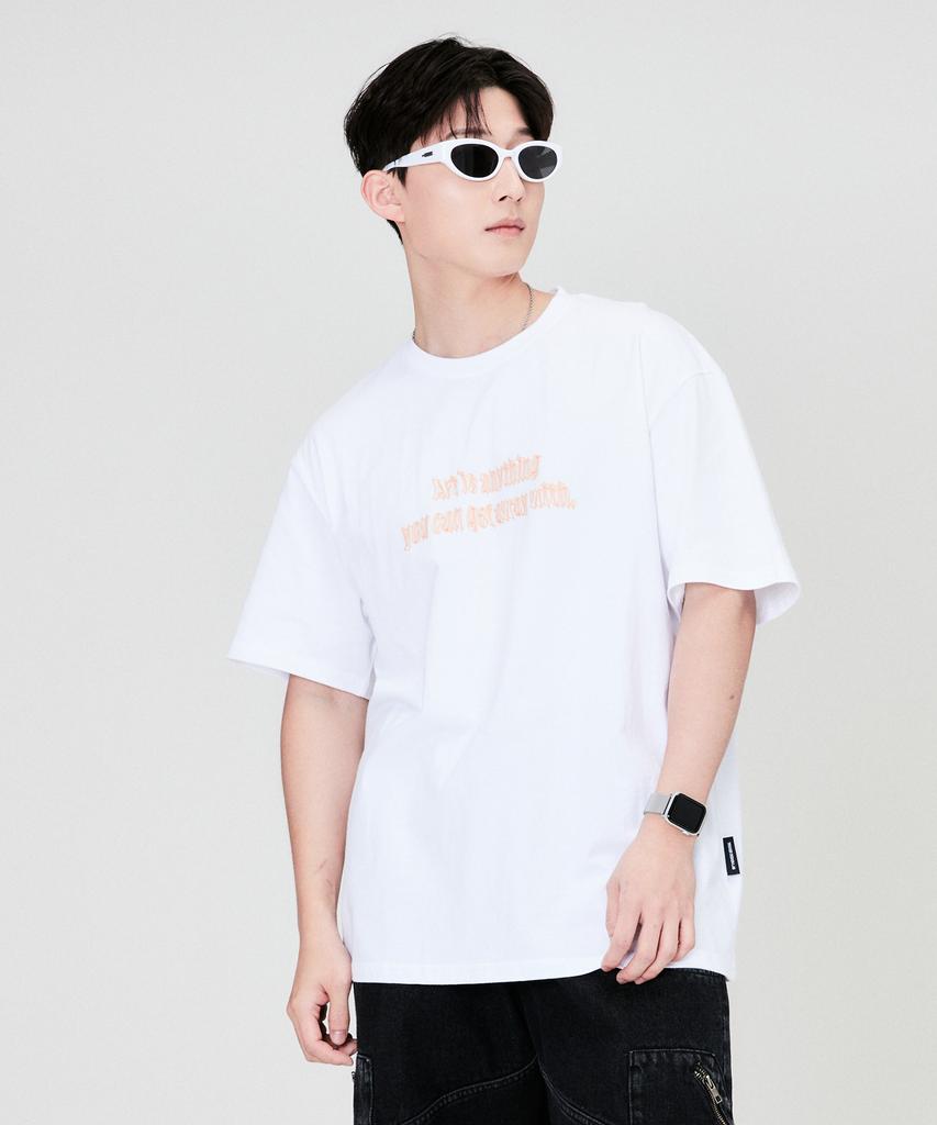 QUTON Anything Yellow Oversized Heavy Short Sleeve T-Shirt_White