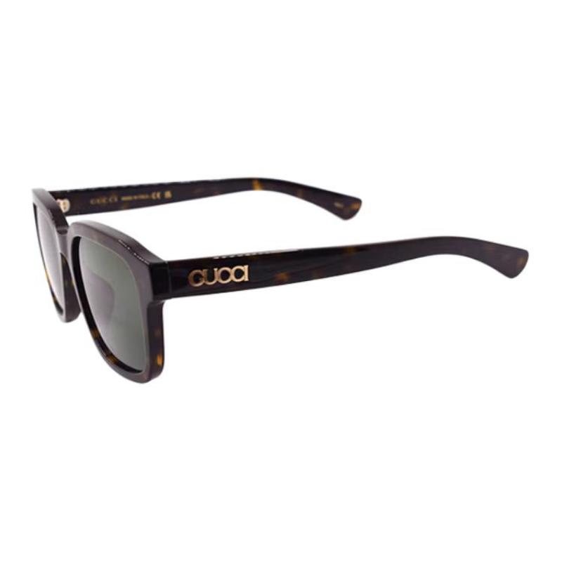 Gucci Lettering Plate Frame Square Sunglasses Men's Tortoiseshell