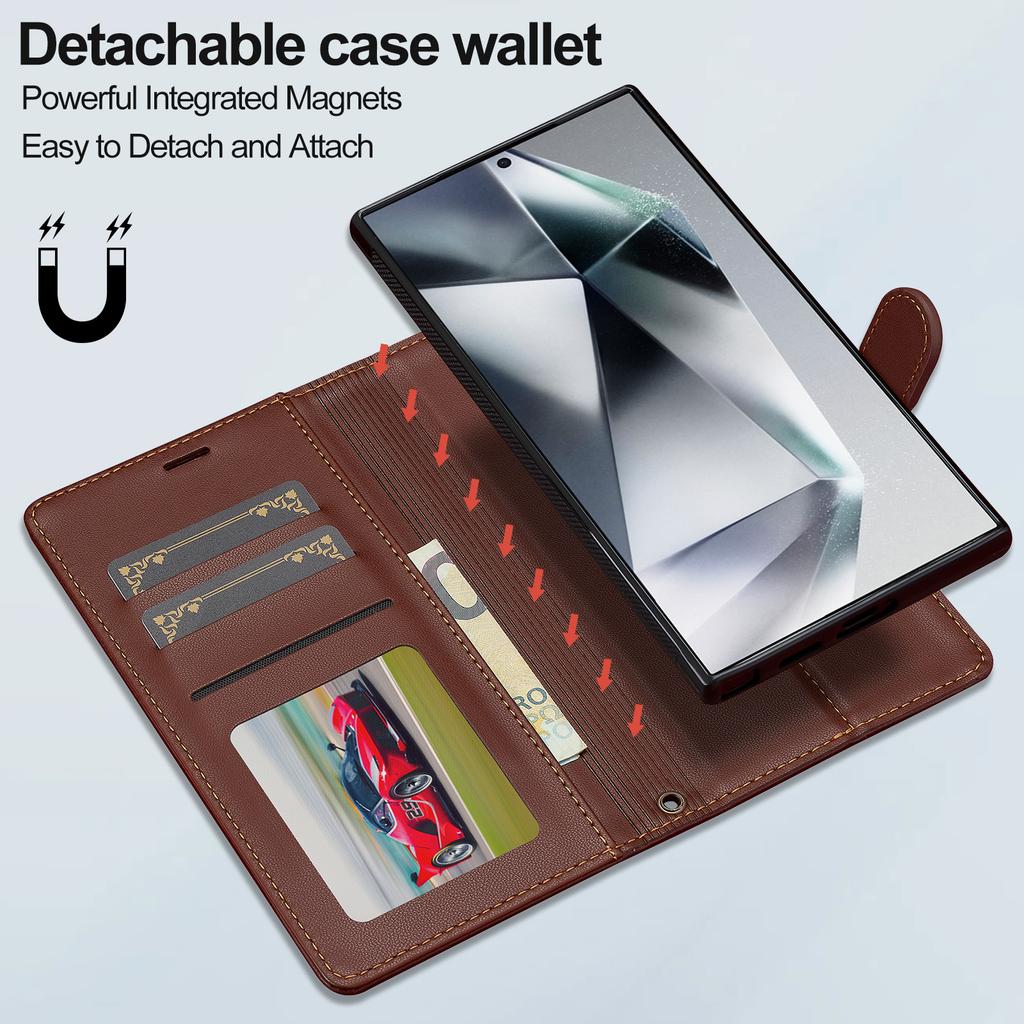 LC.IMEEKE L2 Series for Samsung Galaxy S24 Ultra Case PU Leather Wallet Detachable Magnetic Phone Cover