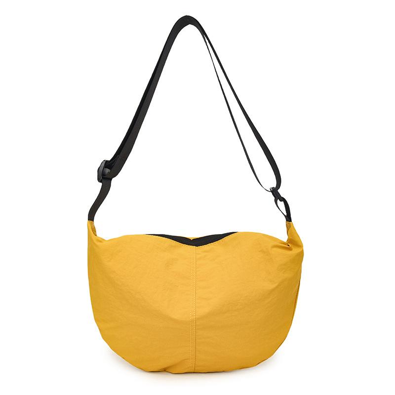 Light Casual Bag Women's Large Capacity Solid Color Messenger Bag Women's Versatile Washed Cloth Niche Bag Dumpling Bag
