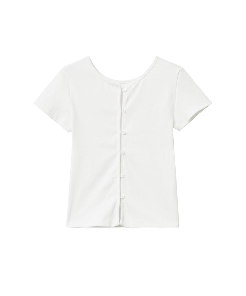 Lense Back Button Slit Tee White