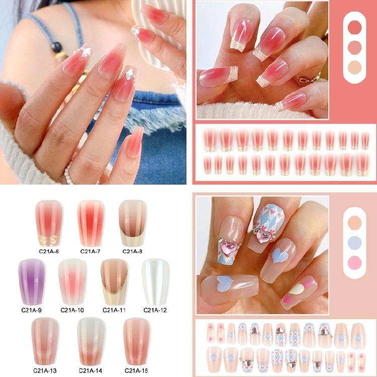 Medium Square False Nails Heart False Nails Full Cover False Nails Nails Decor