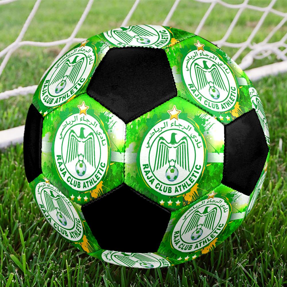 SIZE 5 Raja Casablanca Soccer Ball Colorful All Ages Machine Stitched PVC Competition Ready Durable High-Bounce