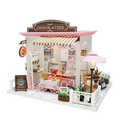 Moin Moin Scale Dollhouse Miniature DIY Kit Set for Small Chocolatier and Cafe LED Light Acrylic Case 1/24 + (Product Code 2204dh320)