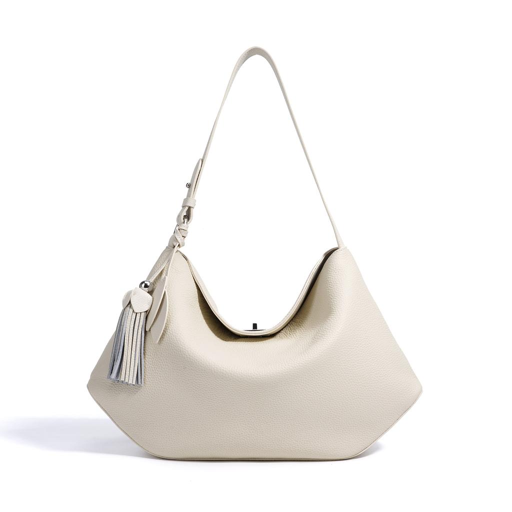 2026 New Genuine Cowhide Tote Bag Large Capacity Shoulder Bag for Women Stylish Axillary Bag
