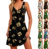 Women's Floral Print Dress, Vest, Skirt With Pockets, Beach Skirt, V-Neck Vest Skirt