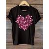 European Sizes Directional Short-Sleeve Round-Neck T-Shirt with a Heart Print
