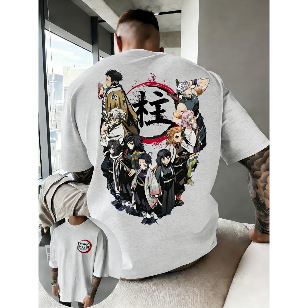 T-shirt Stampata Anime Demon Slayer per Uomo e Donna, Coppia, Street Fashion, Oversize, Casual, Estiva, Top Genitore-Figlio, Harajuku Y2K