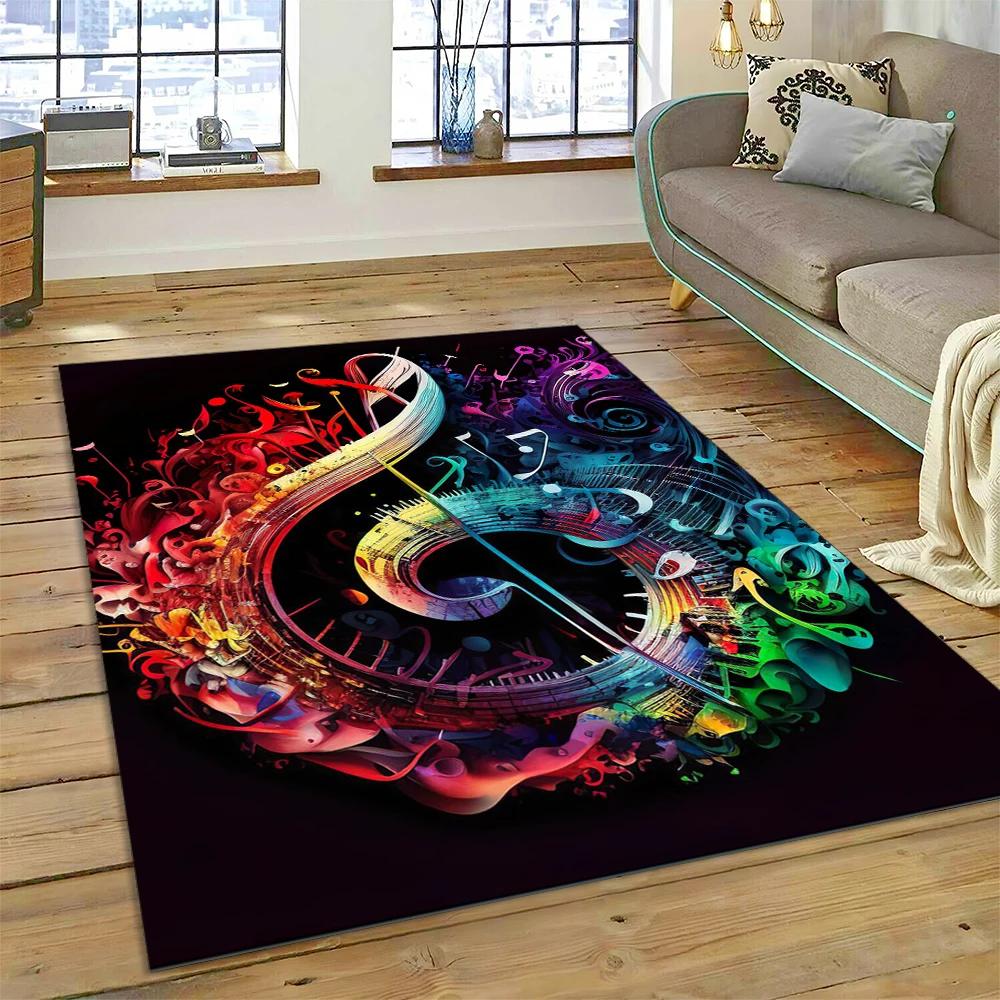 Nota musical colorida, partitura musical, desenho animado, tapete para casa, sala de estar, quarto, sofá, capacho, decoração, área infantil, tapete antiderrapante