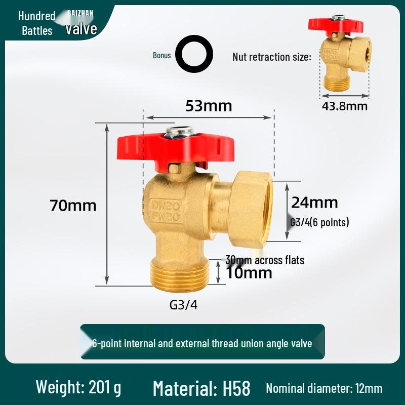All-Copper Valve Manifold: Three-Way Union, Male/Female Thread Ball Valve for Underfloor Heating and Wall-Hung Boilers