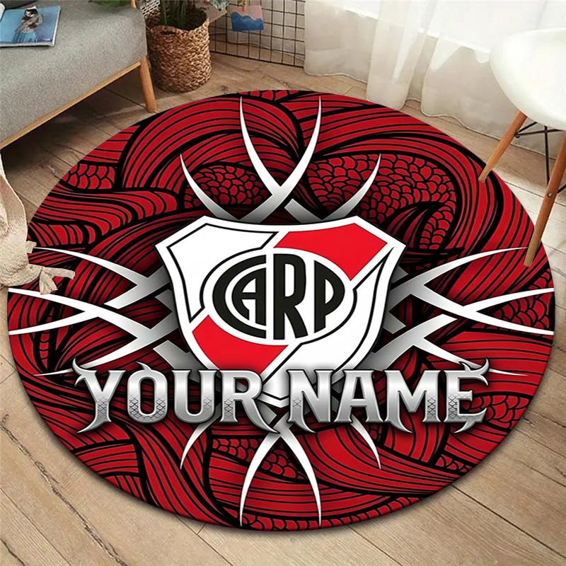 Dragon Crest Custom Name Round Area Rug Carpet Rug For Living Room Bedroom Sofa Playroom Decor Nonslip Floor Mat