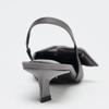 Fashion Elegant Gray Kitten Heel Slingback Strap Pumps Women Sexy Pointed Toe Satin Knot Heeled Sandals Fashion Office Designer Shoes