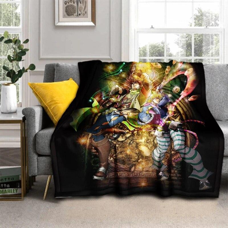 Anime Jojo Bizarre Adventure Cosplay Body 3D Printed Flannel Blanket for Beds Hiking Picnic Fashionable Bedspread Throw Blanket