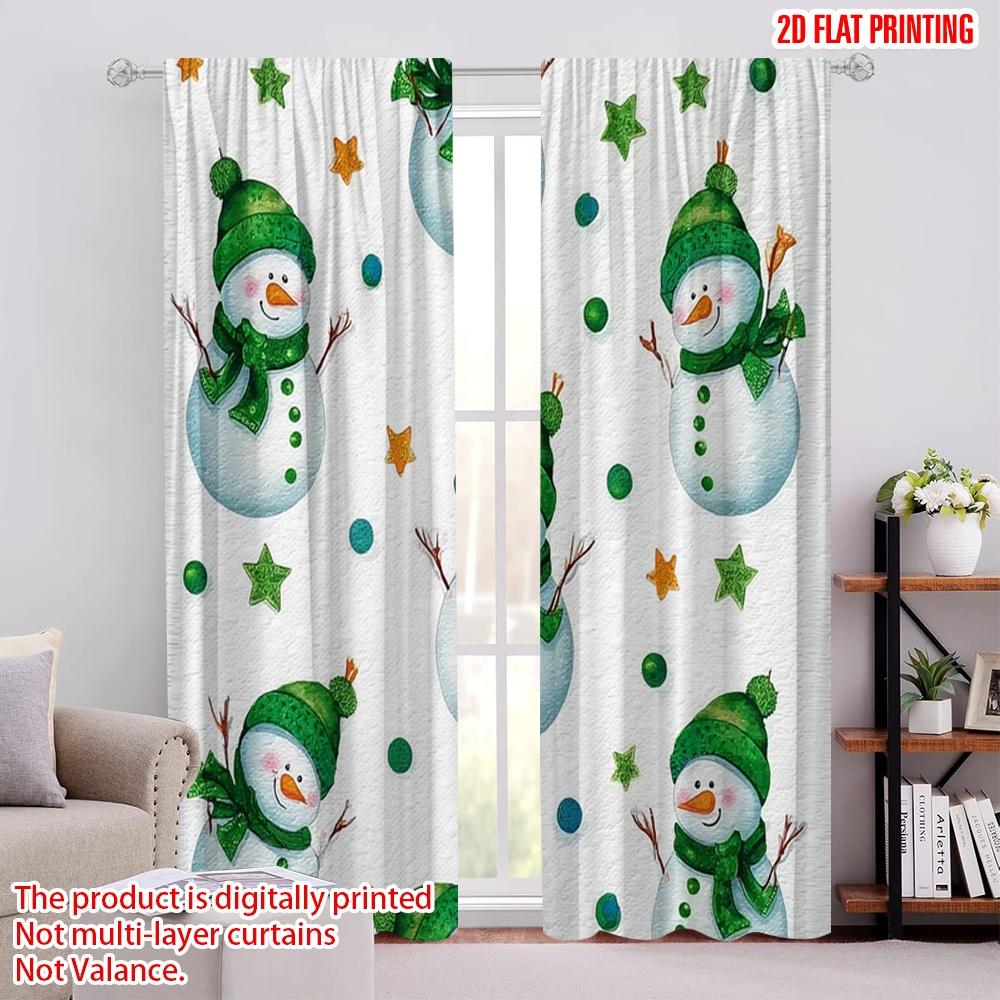 

2pcs,2D plane printing Curtains Comfortable snowman Polyester Woven (without rod) Decorations Outdoor Perfect for Bedroom, 52.50 × 116.00 cm 2 pcs