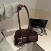 Korean version popular retro double pocket new simple large capacity casual bowling single shoulder underarm bag women
