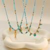 GEMCHIC Women's Ocean Style Blue Green Fish Heart Beaded Necklace Stainless Steel Layered Choker Jewelry