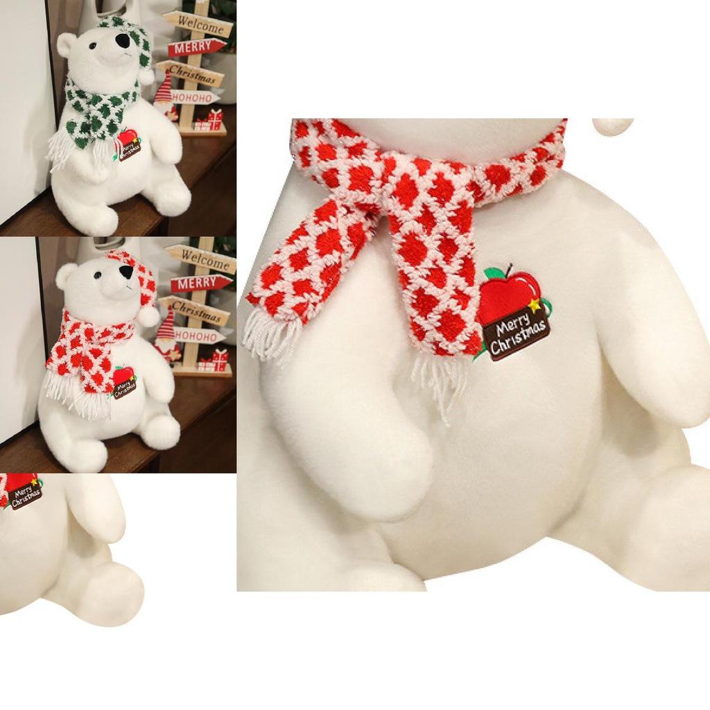 Adorabile Orso Polare Bianco di Peluche con Sciarpa Carina, Perfetto per Regali di Compleanno e Decorazioni per Bambini