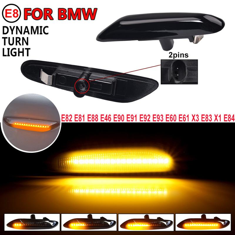 2PCS Dynamic Blinker Side Marker Sequential Turn Signal Light For BMW E60 E61 E90 E91 E87 E81 E83 E84 E88 E92 E93 E82