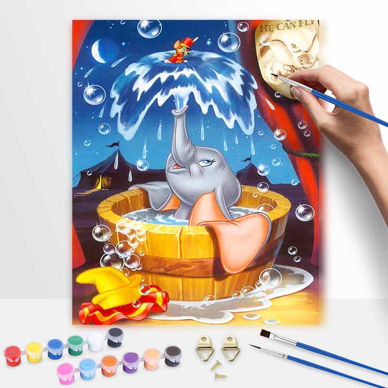 Disney Dumbo Oil Painting Art Painting Set Home Wall Decor Handmade Gift Circus Scene 30x40cm