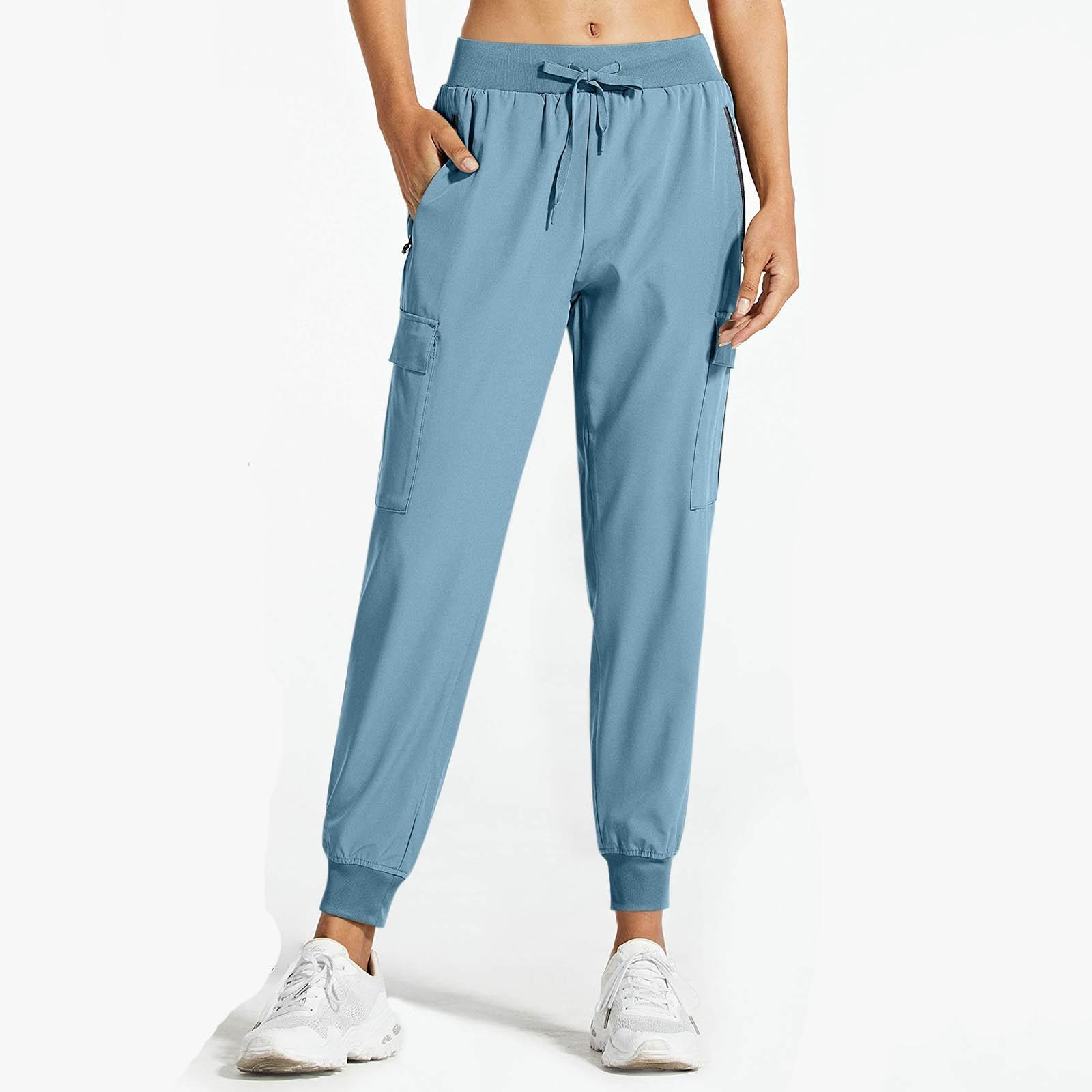 

Женская однотонная рабочая одежда для медленного бега, быстросохнущие брюки для пешего туризма, спортивные повседневные брюки S синий