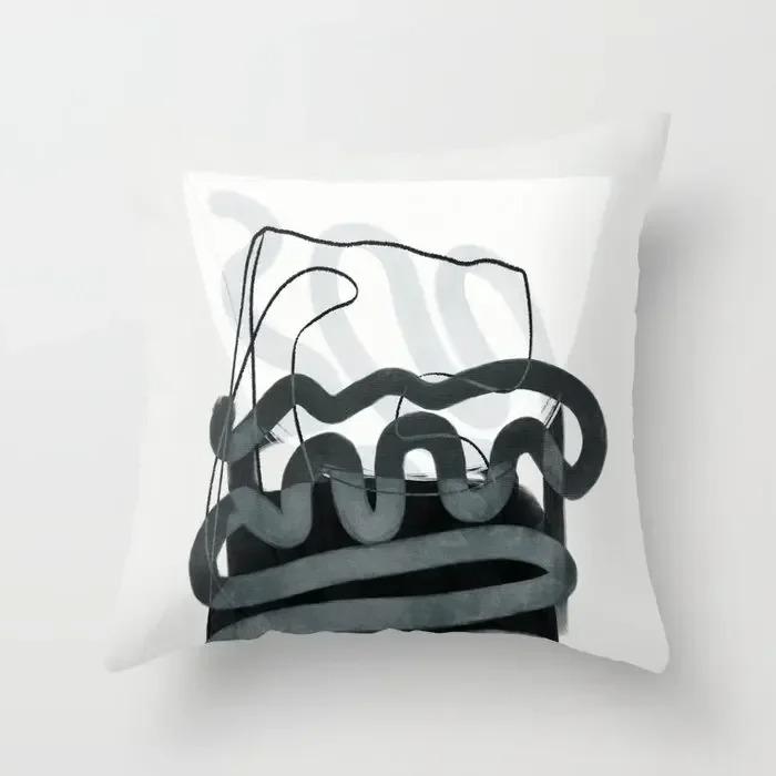 Nordic Style Green Geometric Abstract Retro Cushion Cover Suitable For Living Room Decoration With Zipper Pillowcase