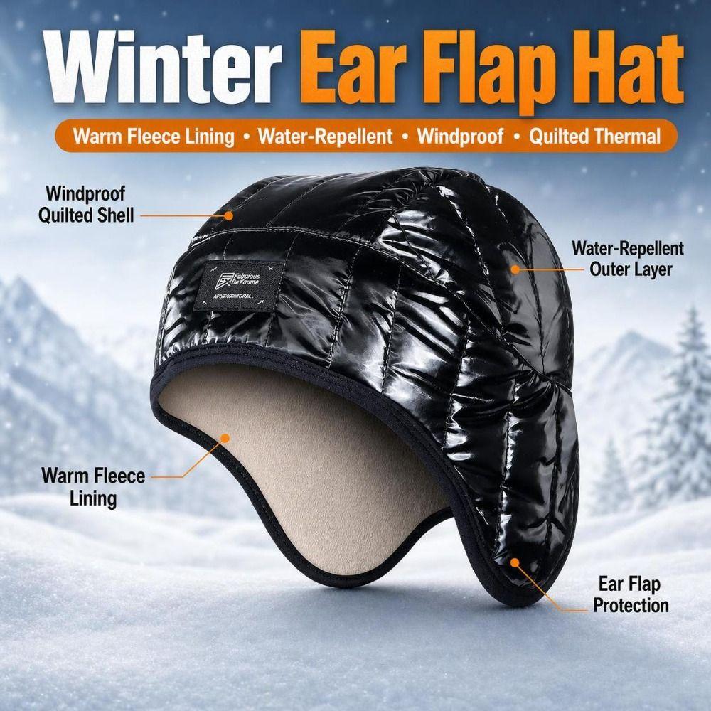 Water Repellent Winter Ear Flap Hat Windproof Quilted Winter Cap New Cold Weather Hat Skiing
