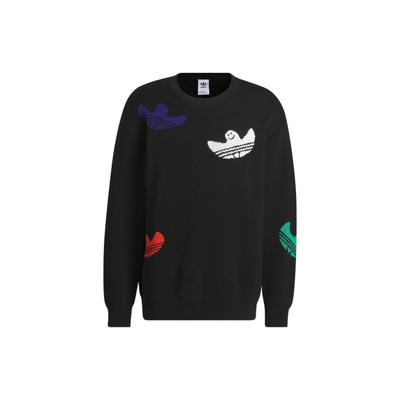 Originals Kleeblattmuster Logo Jacquard Rundhals-Pullover Unisex-Pullover Schwarz IC1879