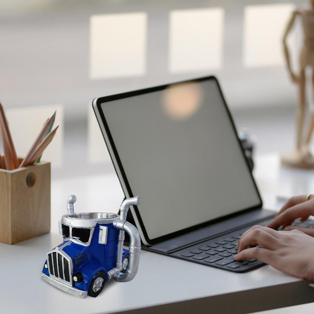 Semi-Truck Coffee Mugs Stainless Steel Handcrafted Truck Coffee Mug Resin Coffee Mug for Truck Driver