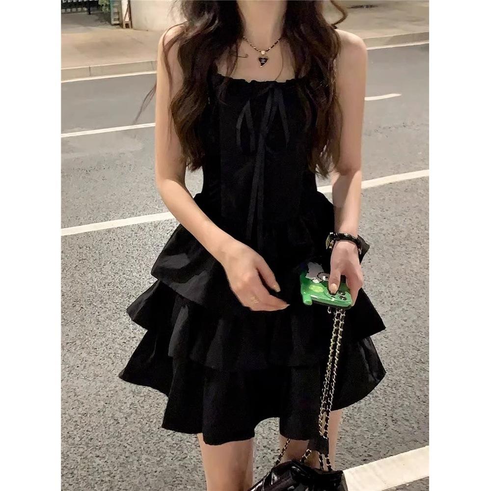 New Spring French Black Suspender Dress Children's Summer Waist Temperament French Skinny Temperament Princess Dress